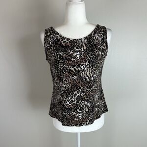 Y2K M Leopard Print Top Blouse Tank Cami Animal Mob Boss Wife Going Out Slinky